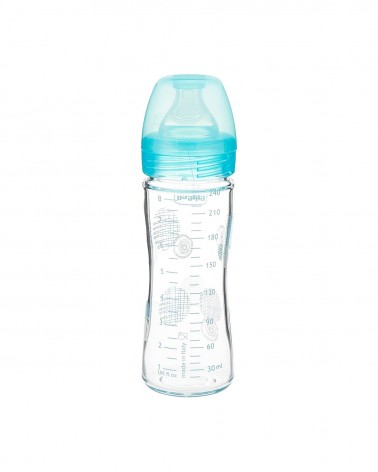 Biberon Bleu en verre 240 ml